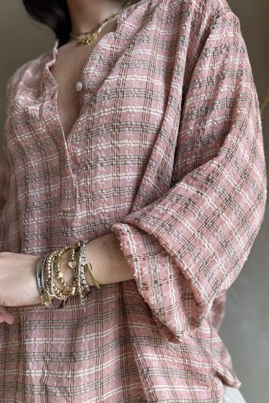 Greta Check Hugh Shirt Sundown